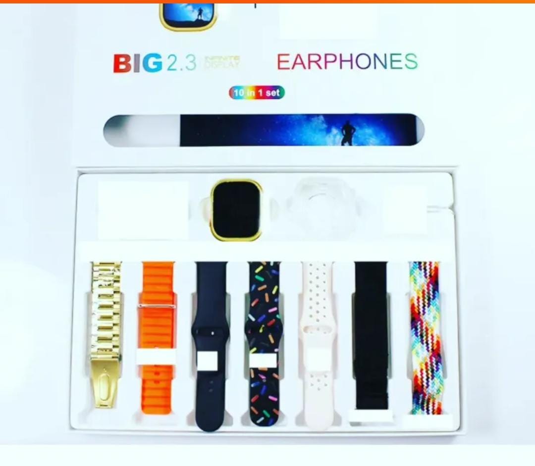 i20 Ultra Max Suit – 10-in-1 Set with Smartwatch and Earphones
